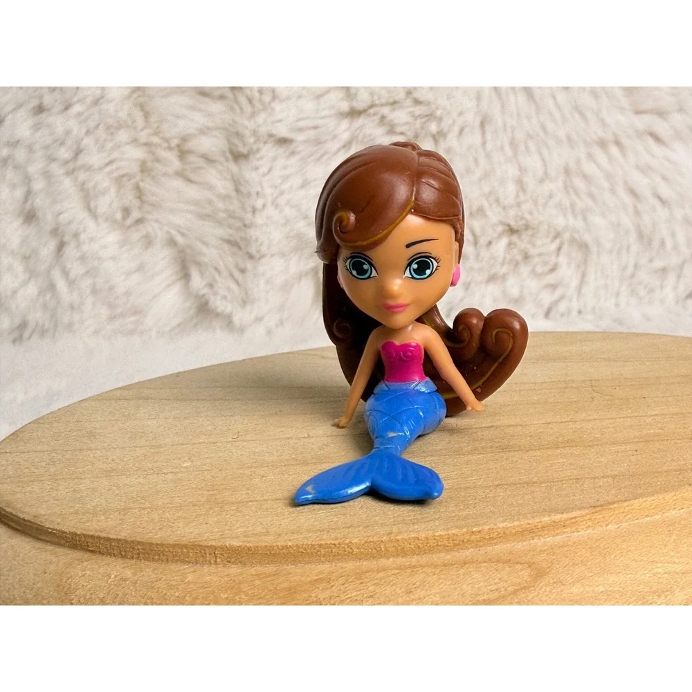 Splashings Miniature Mermaid Doll Brown Hair Blue Removable Tail Pink Top Toy